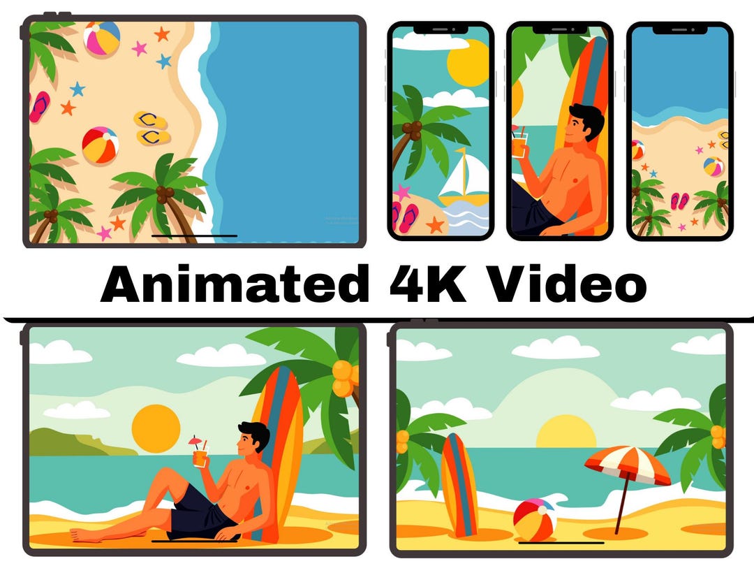 Spring Break Beach Animated Backgrounds – Tropical Ocean Waves 4K ...