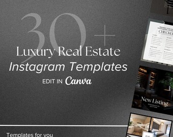 Plantillas de Instagram para agentes inmobiliarios / Kit de Canva para bienes raíces de lujo / Plantillas de Canva de lujo para redes sociales para agentes inmobiliarios / Kit de redes sociales de Canva