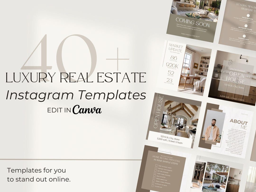 Luxury Real Estate Instagram Templates | Organic Modern Canva Branding ...