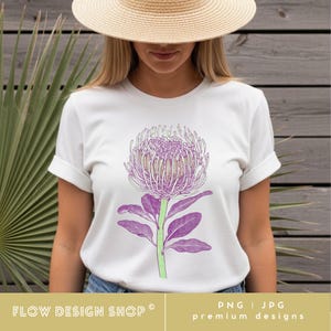 Flor Banksia PNG, Gráfico Retrô de Flor Silvestre, Design para Camiseta (Download Digital)