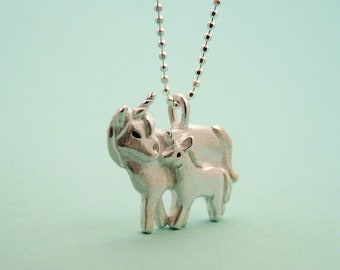 Silver Unicorn and Baby Necklace