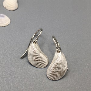 Silver Mussel Shell Earrings image 1