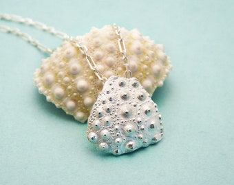 Tiny Silver Pink Urchin Fragment Necklace