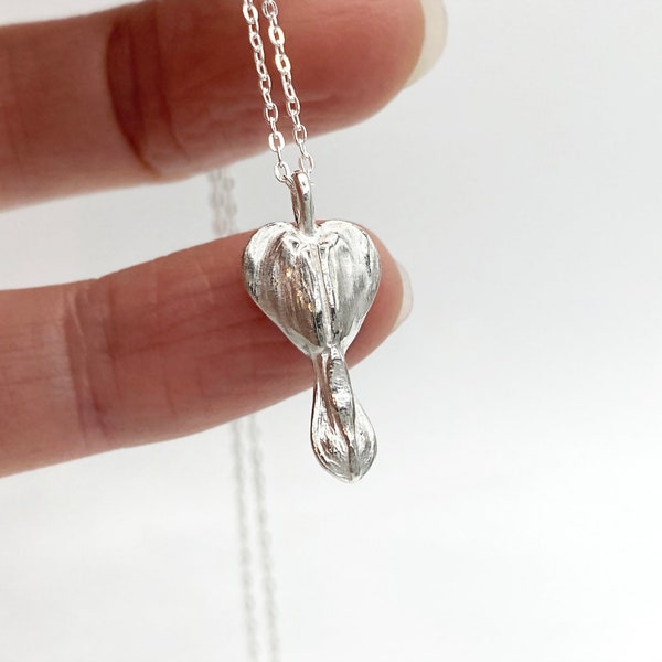 Silver Bleeding Heart Necklace