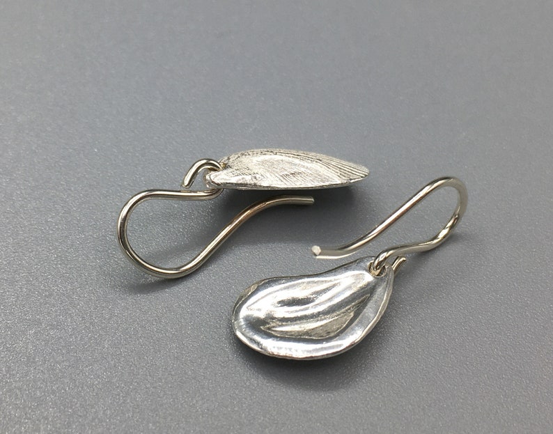 Silver Mussel Shell Earrings image 4