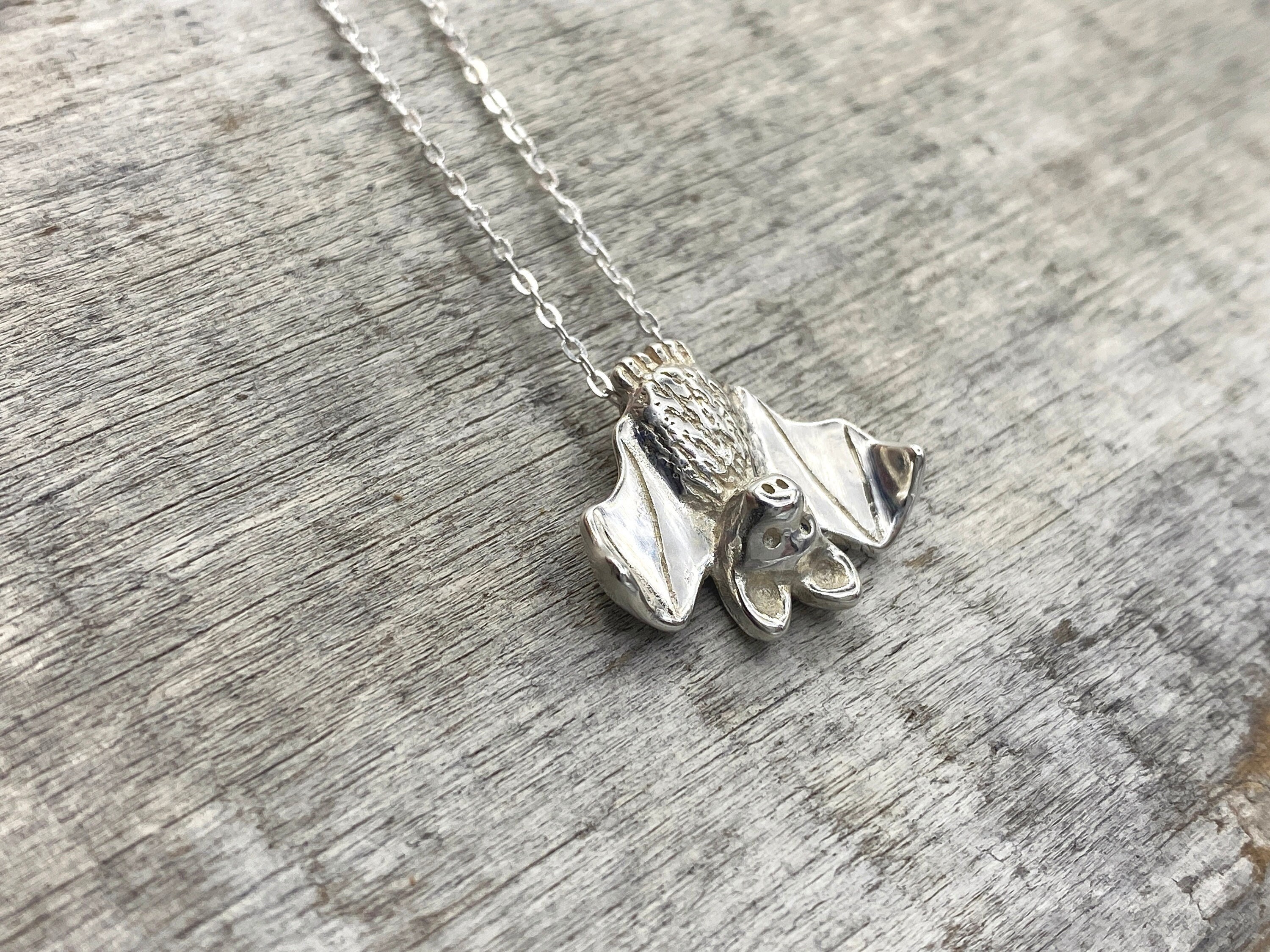 Silver Bat Necklace Patinaed or Shiny Etsy Australia