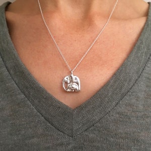 Silver Elephant and Baby Necklace image 3