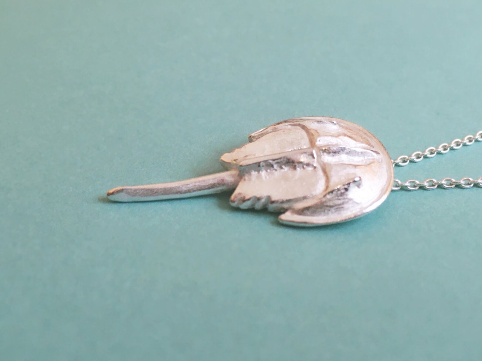 Silver Horseshoe Crab Necklace Etsy