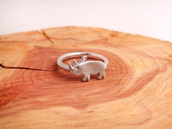 Rhino Image Design Metal Chunky Keyring in Gift Box