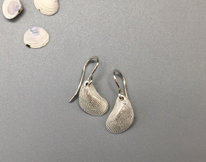 Silver Mussel Shell Earrings image 2