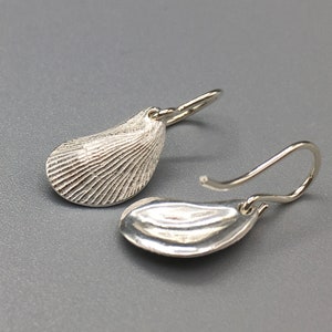 Silver Mussel Shell Earrings image 3