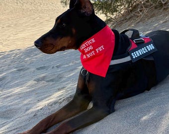 Servise Dog Bandana- Embroidered , Puppy Scarf, Adjustable Pet Accessory.Do not tach, Alert Dog
