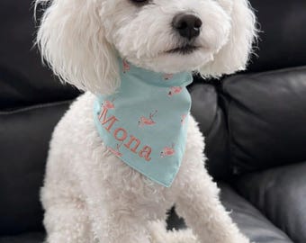 Personalized Dog Cat Bandana- Custom Embroidered Name, Scarf Adjustable Pet Accessory gift