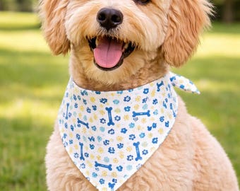 Personalized Dog Bandana- Custom Embroidered Name, Puppy Scarf, Adjustable Pet Accessory