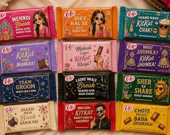 Personalised KitKat Wedding Favours | Desi Celebration Chocolate Wrappers