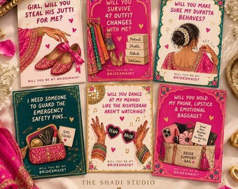 Desi Bridesmaid Proposal Card | Groomsman Proposal Card | Will You Be My Bridesmaid | South Asian Wedding Card | Personalised Shadi Card