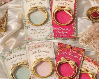 Bole Chudiyan Bangle Favour Cards | Indian Pakistani Wedding Mehendi Dholki Favours