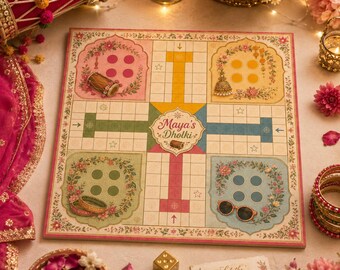 Personalised Mehndi Dholki Ludo Board | South Asian Wedding Game Keepsake