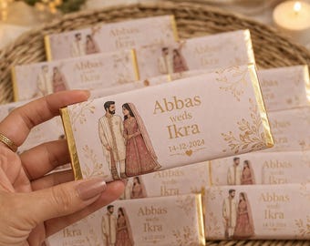 Personalised Wedding Chocolates | Custom Wrappers for Mehndi, Dholki, Bridal Shower Favours