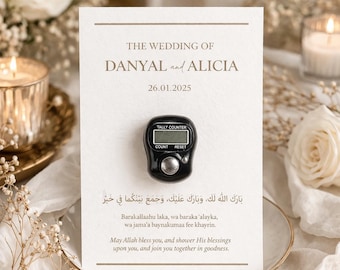 Personalised Islamic Wedding Favours | Dua, Tasbeeh Counter, Nikkah Gift