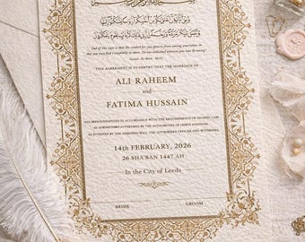Personalised Nikah Contract | Islamic Marriage Certificate A4 A3 (Digital Download)