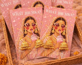Personalised Mehendi Favour Cards with Jhumka Earrings | Indian Wedding Favours, Urdu Designs