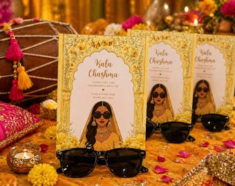 Kala Chashma Sunglasses Favours | Bollywood Mehndi Cards (A6)