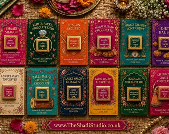 Personalised Chocolate Wedding Favours | Shadi Squares, Mehndi, Nikkah, Desi Celebration Treats