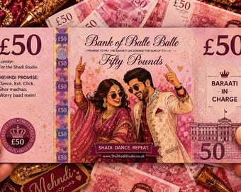 Personalised Wedding Money | Custom Shadi Notes for Mehndi, Baraat (20/50 Pounds)