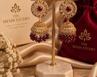 Jhumka Earrings | Pakistani Indian Jewellery | Gold Silver Jhumki | Mehndi Wedding Earrings | Desi Jewellery | Statement Earrings
