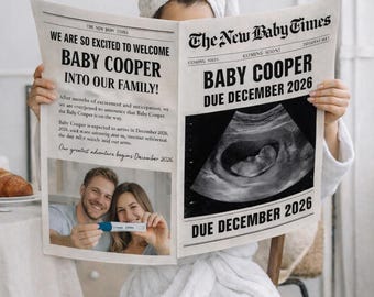 Personalised Pregnancy Announcement Newspaper | Custom Baby Reveal Print (Digital Download)