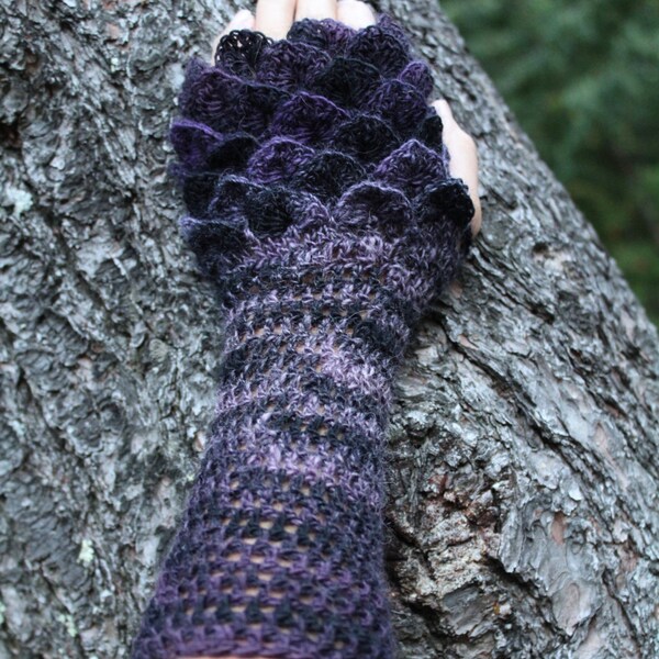 The Kathleen Glove- fingerless gloves-crocodile stitch glove-dragon gloves-Last Pair-ready to ship