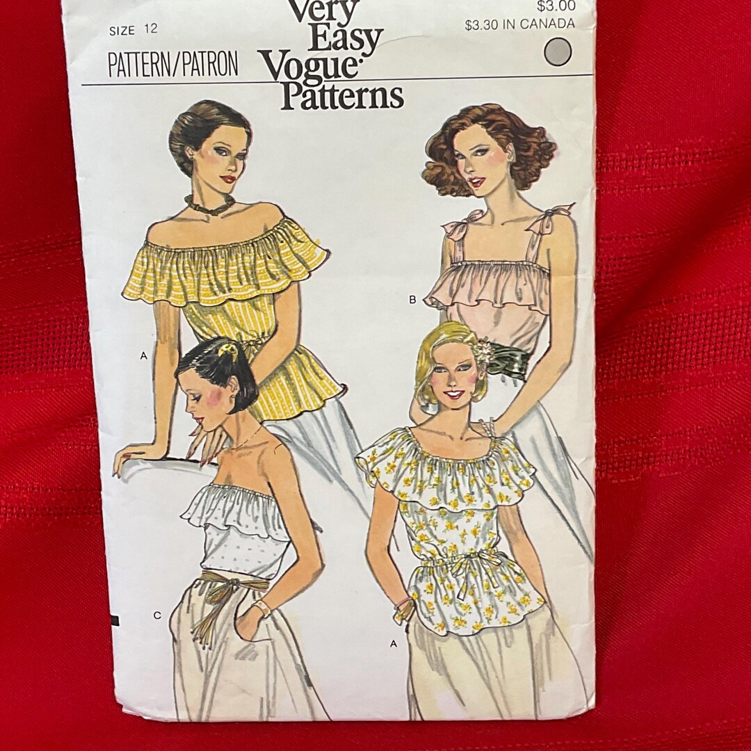 Vogue 9747 Sewing Pattern, off Shoulder Peasant Blouse Top, Size 12 - Etsy