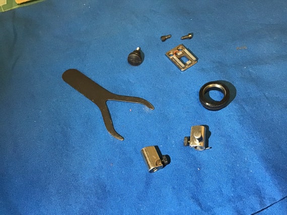 Vintage Elna Supermatic Type 722010 Sewing Machine Parts,  Needle Clamp, Cam Lifter, Feed Dogs, Foot, Screw