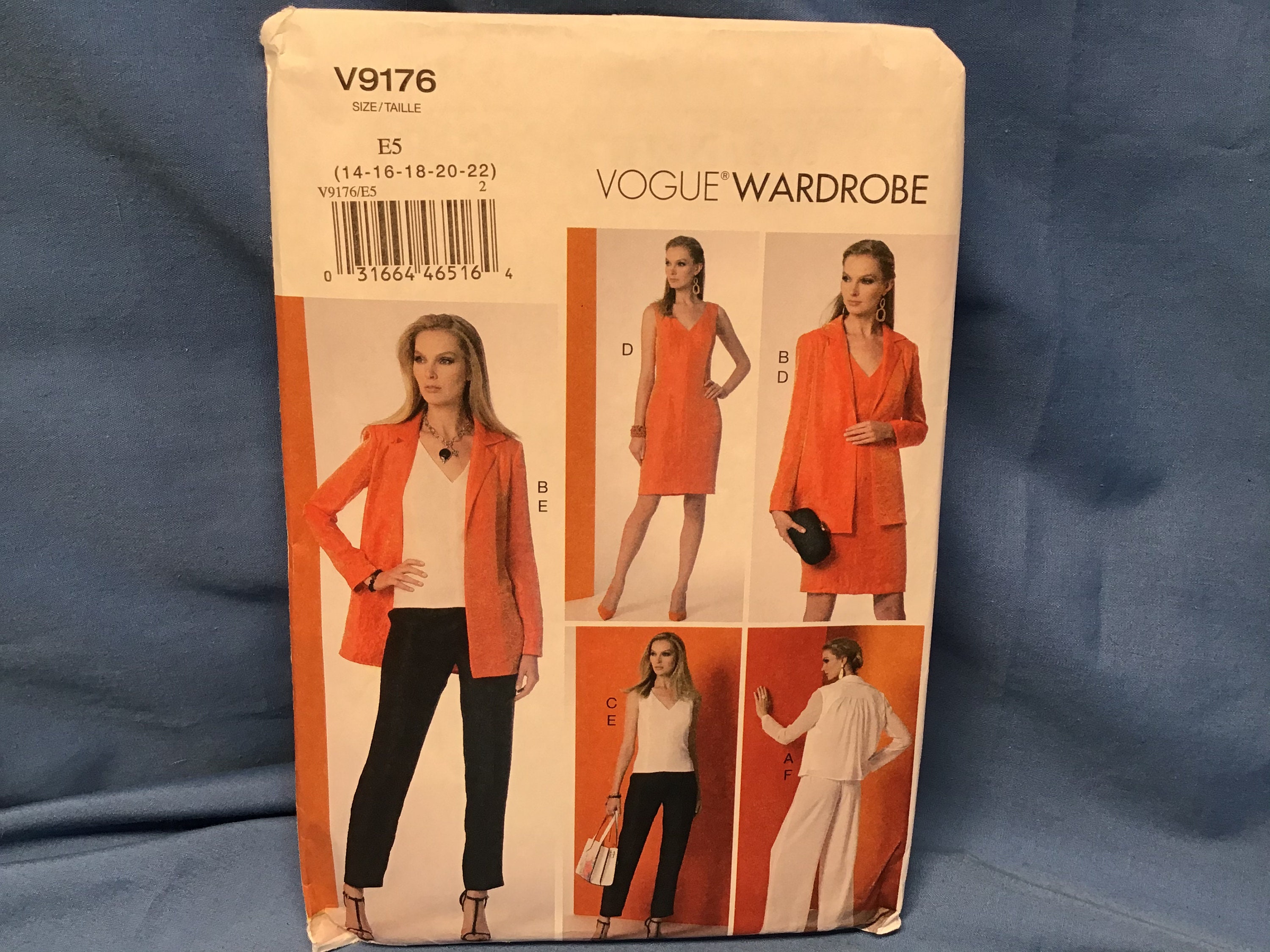 22 Top And Pants Sewing Pattern 9176 UNCUT Plus Size 14 20 Vogue V9176 Wardrobe Dress 16 18 Jacket 22 Top And Pants Sewing Pattern 9176 UNCUT Plus Size 14 20 Vogue V9176 Wardrobe Dress 16 18 Jacket