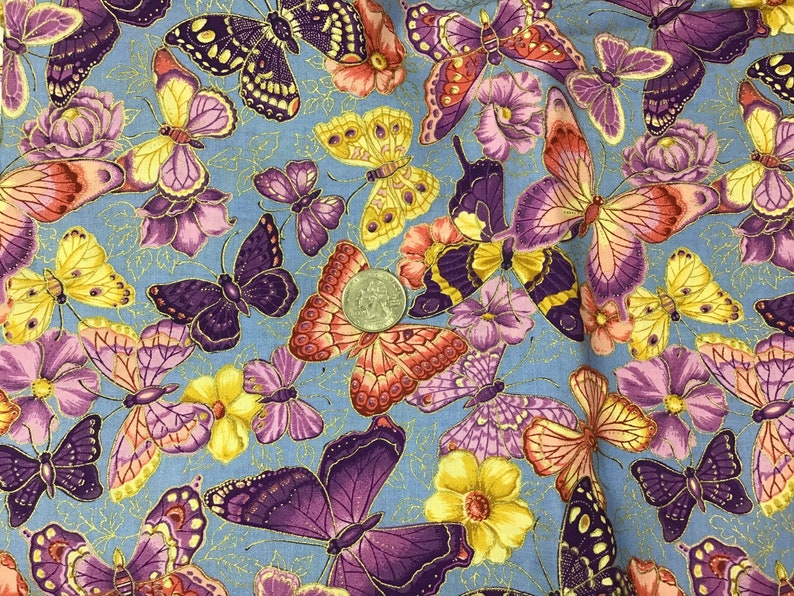 VIP Cranston Joan Messmore Butterfly Print Cotton Fabric By | Etsy