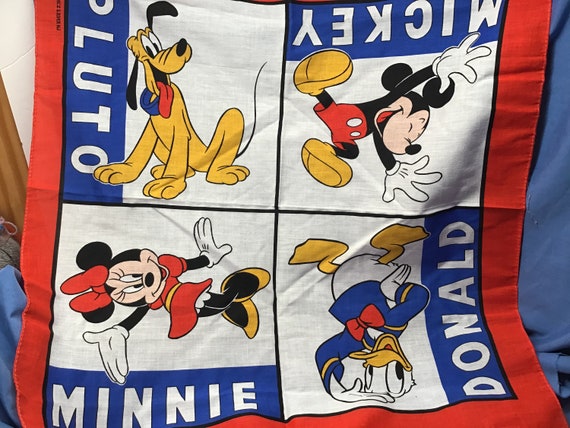 Vintage Disney Handkerchief Bandana, Mickey Mouse… - image 1