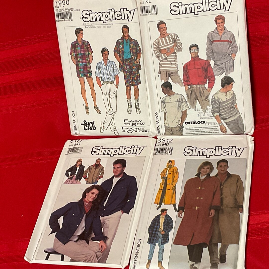 Simplicity Mens Sewing Patterns, 8177, 8312, 7990, 8410 Jogging Suit