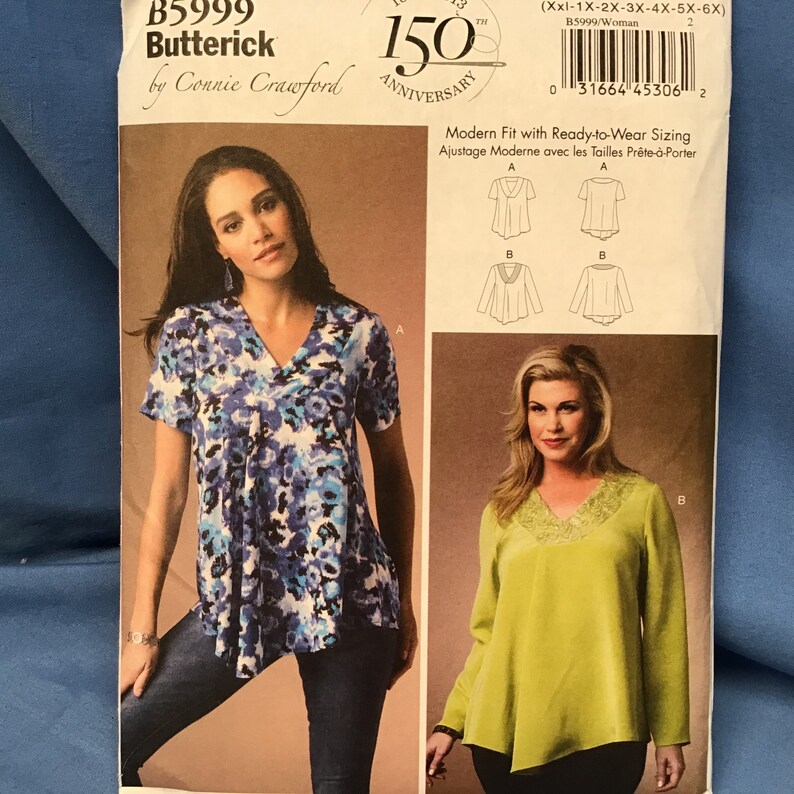 Butterick Sewing Patterns 6466, 6186, 6187, or 5999, Connie Crawford Jacket, Dress, or Shirt Top, Size Xxlg 6X 5999