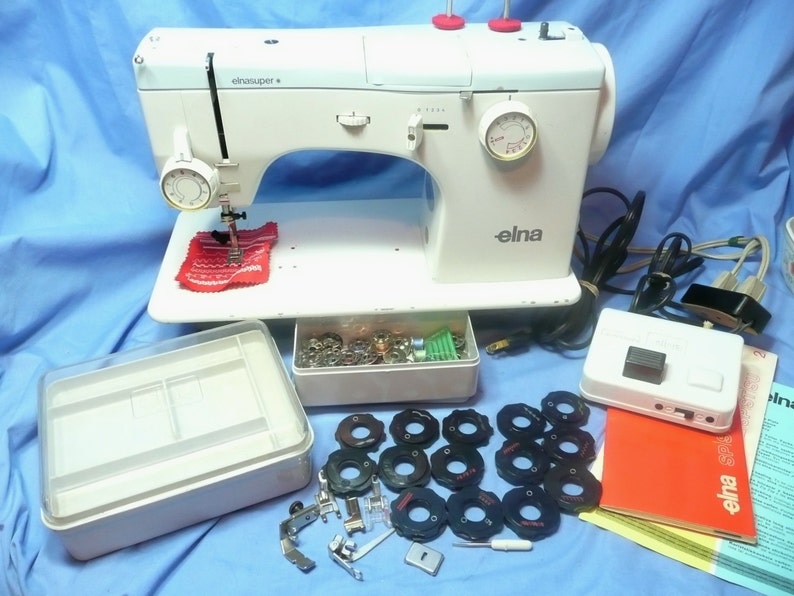 Elna Super 64 Sewing Machine with Accessories Flat Bed Etsy