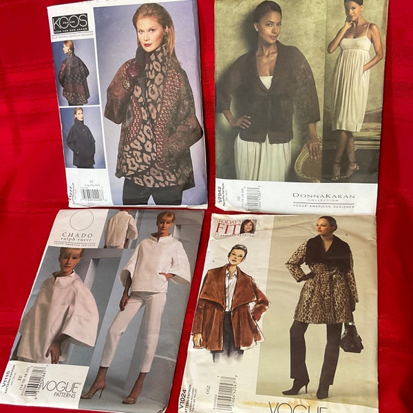 Vogue Designer Sewing Patterns, 1024, 1115, 2942, 1277, Chaco Ralph Rucci, Karan, Koos, Todays Fit, Coat, Jacket, Pants, Top, Dress, 14 - 20