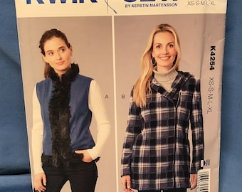Kwik Sew Sewing Pattern, 4254  Jacket, Vest, Kerstin Martensson, XS - XL