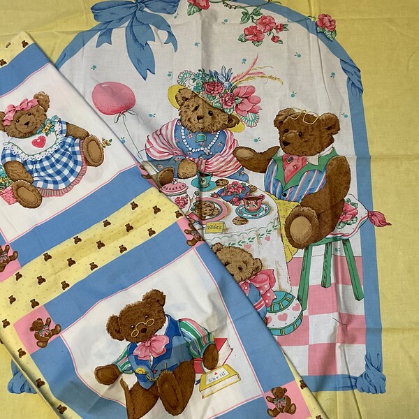 VIP Cranston Printworks Teddy Bear's Picnic Fabric Print, Block or Panel, A4