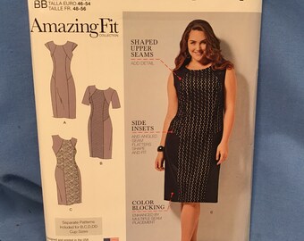 Simplicity 0859 Sewing Pattern, Amazing Fit Sheaf Dress 20W - 28W