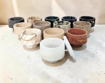Stone Storage Jar Marble Container With Lid Decorative Trinket Box