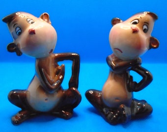 Vintage Salt And Pepper Shakers Anthropomorphic Monkeys Salt & pepper Shakers Set