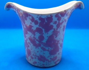 Vintage Pink Spongeware Pottery Creamer Pitcher Cup Vase 1960's