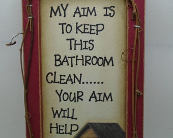 Kitschy Vintage Bathroom Wall Plaque Funny Bathroom Wall Art