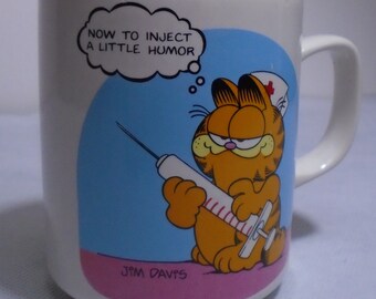 Vintage Garfield Mug Now to Inject A Little Humor Jim Davis Garfield Mug 1978