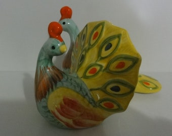 Vintage Pier One Imports Peacock Salt and Pepper Shakers